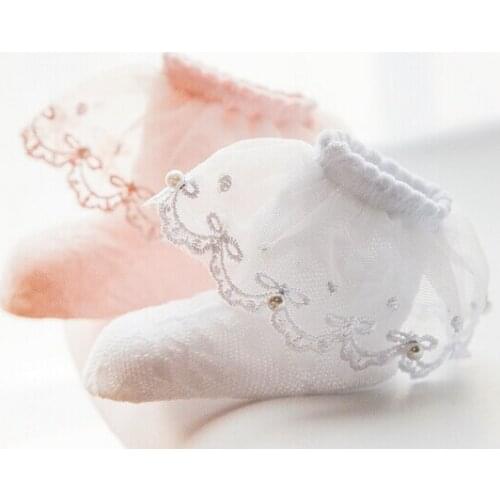 Free Shipping Summer Girls Princess Lace Mesh Flower Cotton Socks For Kids Socks 2016 New Pearls Meias