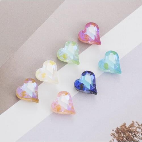 XIAOPU MI Series Heart Shaped Shiny Crystal Loose Rhinestones K9 Glass Strass Crystal Glue on Clothing Crafts Jewelry Beads