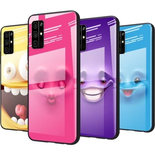 Tempered Glass Cover 3D funny face For Huawei Honor 30 20 10 9X 8X Pro Plus Lite Shockproof Shell Phone Case