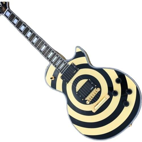 Free Delivery, Rosewood Fingerboard, 22 Grade Silk Guitar, Yellow And Black Circle Electric Guitar , High Quality Electric Guita