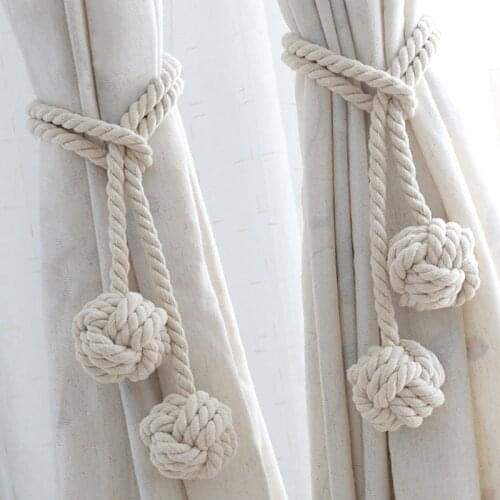 Macrame Cotton ball Straps Curtain Tieback Curtain Hand-woven Tied Ball for Curtain Hanging Ball Decoration Home Accessories
