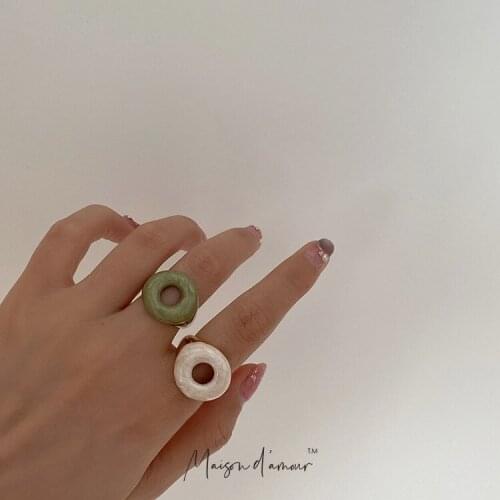 INS Hot High Quliaty Korean Fashon Lovely Donut Dripped Oil Alloy Real Gold Filled Opening Women Rings Jewelry