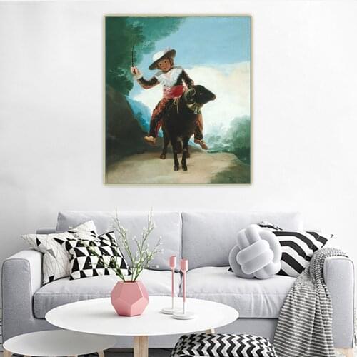 Citon Francisco Goya《Boy on a Ram》Canvas Oil Painting Artwork Poster Picture Wall Background Decor Home Decoration