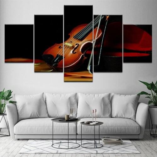 Canvas Paintings For Living Room Wall Art Decor 5 Pieces Poster HD Prints Violin Musical instrument Artistic Pictures Framework