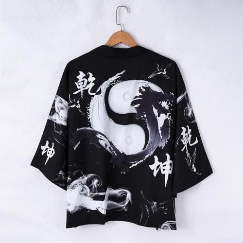 2020 Japanese Style Black Casual Kimono Streetwear Men Women Fashion Cardigan Japan Harajuku Anime Thin Robe Clothes