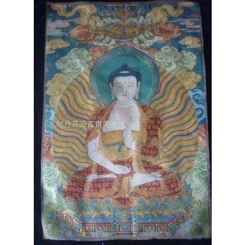 Chinese Antique collection the Thangka embroidery the buddha diagram