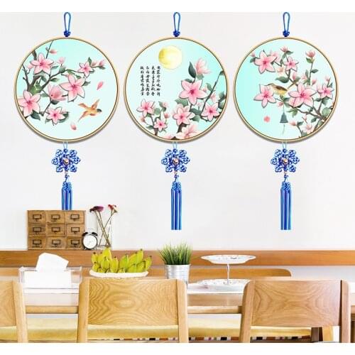 Chinese Style 3D Wall Stickers Living Room Sofa TV Backdrop Wall Decoration Decals for Furniture Bedroom Pendant Decor