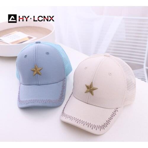 Summer Child Fashion Five-star Embroidery Cotton Breathable Mesh Sun Baseball Cap Boys Girls Outdoor Sports And Leisure Caps