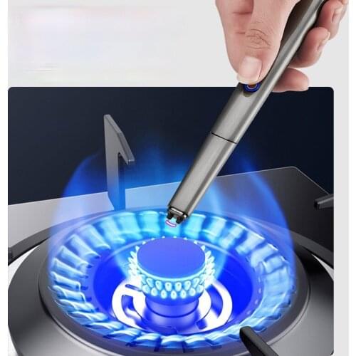 Arc Pulse Point Gun Metal Windproof USB Charge Igniter LED Emergency Lighting Smoking Accessories Soplete Cocina Igniter