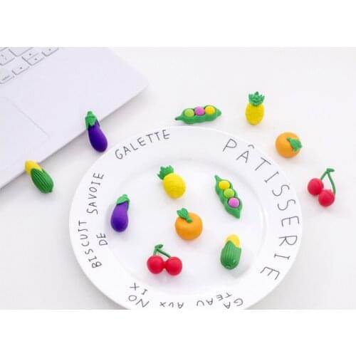 6pcs/pack Cute fruits and vegetables Series Eraser Set School Student Supplies Gift