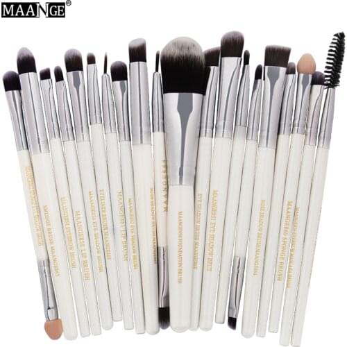 MAANGE 15/20pcs Makeup Brushes Set Foundation Powder Blush Eye Shadow Brow Blending Wood handle Make Up Brush Kit Cosmetics Tool