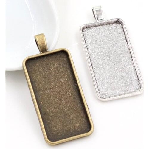 New Fashion 5pcs 19x38mm Inner Size 2 Colors rectangle Cabochon Base Setting Charms Pendant,Fit 19*38mm Square Glass Cabochons