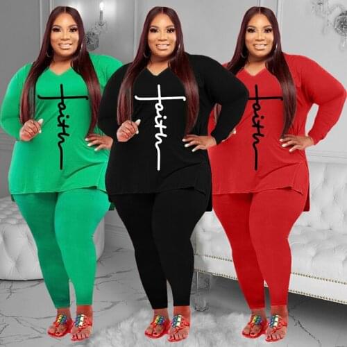 2021 Spring Autumn Fashion New V-Neck Split Long-Sleeved Letter Printed Top + Casual Pants Sports Two-Piece Suit Female Trend