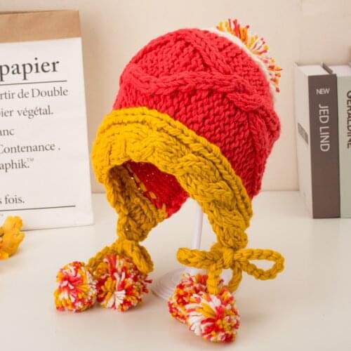 New Korean Knitted Hats Women Cute Beanie Skullies Beanies Hat Thickening Velvet Knitted Beanie Caps Earmuffs Woolen Hdy To Wear