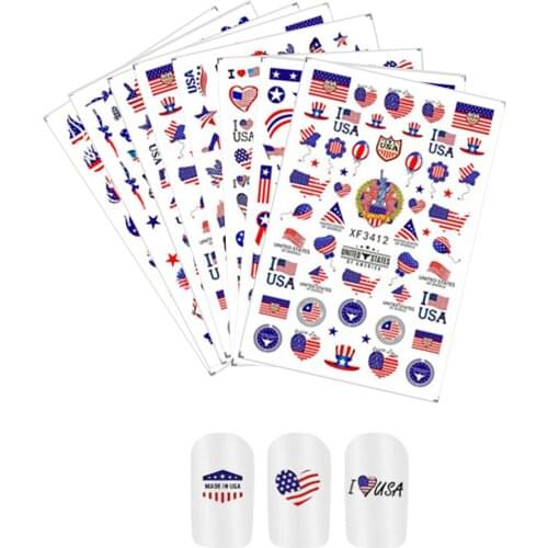 New Girls Fingernails American Flag Nail Art Stickers Decals DIY