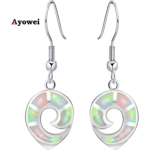 Charming earrings for women White Fire Opal Drop Earrings Super supplier Silver Stamped Fashion Jewelry OE398A