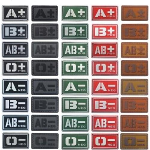 Patch 3D PVC Patch A+ B+ AB+ O+POS A- B- AB- O-NEG Blood Type Group Glowing patches for backpacks sticker tactics Military badge