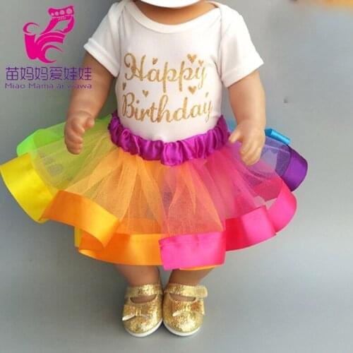 Doll Dress for 43 Bebe Doll Rainbow Dress and Headband Set for 18 Inch Girl Doll Dress Wear