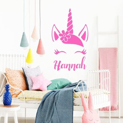 Custom Name Cute Unicorn Vinyl Wall Sticker Decor For Kids Rom Bedroom Decoration Mural Decal Poster wallstickers