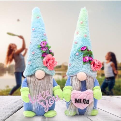 Party Gifts Mother Day Handmade Faceless Doll Plushed Cartoon Dwarf Blue Hat Rudolph Love You Mum Plush Dolls Gnome SN3853
