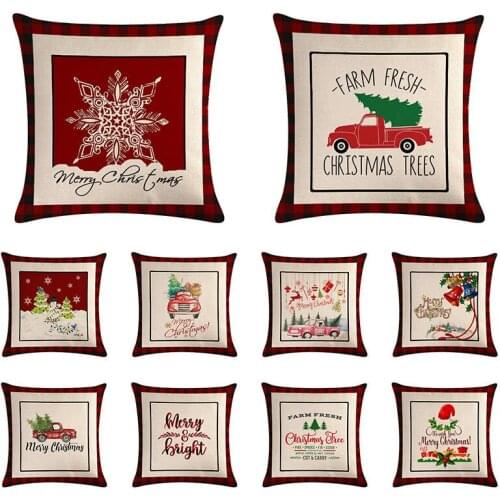 Christmas Tree Truck Farm Fresh cushion cover 45*45 Pillowcase sofa cushions Car Chair Home Decor Pillow Case almofadas L901
