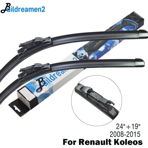 Buildreamen2 2 X Car Accessories Wiper Blade Front Windscreen Rubber Wiper For Renault Koleos Fit Pinch Tab Arms 2008-2015