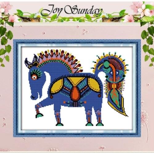 The Happy Horse Counted Cross Stitch Handmade 11CT printed 14CT Cross Stitch animals Cross-Stitch Kit Embroidery for Needlework
