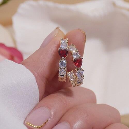 14k Real Gold Plated Jewelry Love Diamond Zirconium Exquisite Luxury Earrings for Woman Shine Holiday Daily Elegant Earring