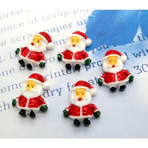 20Pcs Resin Decoration Crafts Red Christmas Santa Claus Beads Flatback Cabochon Scrapbook DIY Embellishments Accessories