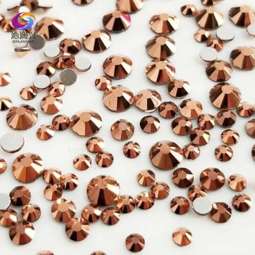 300pcs Mix SS4-SS16 Size Rose Gold color Non HotFix flatback glass crystal 3D Nail Art Rhinestone diy Decorations M300MGJ