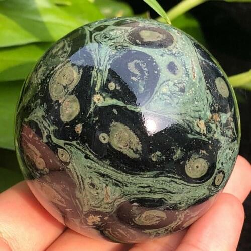 60-70mm Natural green peacock stone crystal ball stone beautiful home decorative balls desk feng shui therapy ball
