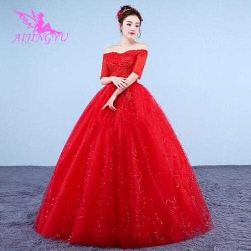 AIJINGYU 2021 communion Customized new hot selling cheap ball gown lace up back formal bride dresses wedding dress WK414