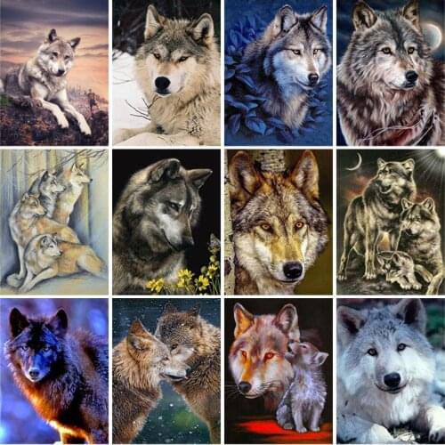 DIY Wolf 5D Diamond Painting Full Square Drill Resin Animal Pattern Drawing Embroidery Cross Stitch Kits Home Decor Wall Art