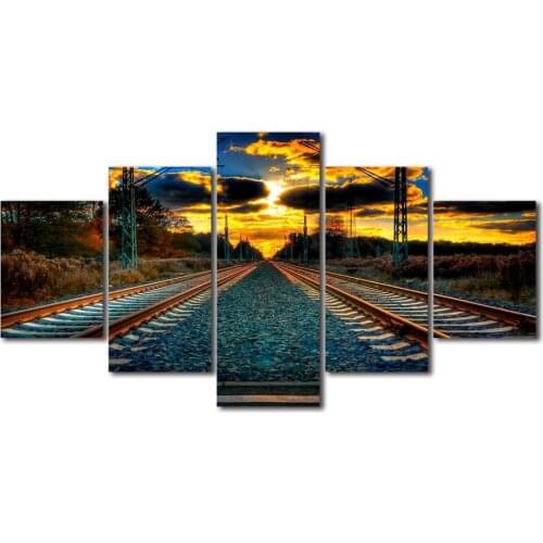 No Frame HD Home Decoration Printing Train Track Scenery Poster Canvas Wall Art Oil Painting Living Room Decoration
