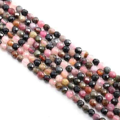 Natural Stone Beads Small Beads Faceted Tourmaline 2,3,4,5mm Section Loose Beads for Jewelry Making Necklace DIY Bracelet (38cm)