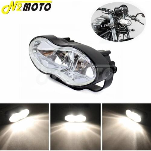 Black Motorcycle Retro Twin Cateye Custom Headlight Oval Wave Headlights Mount Universal for Honda Harley Cafe Racer Sporster