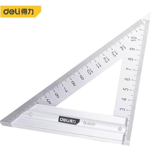 Deli 150mm Multifunctional Stainless Steel/Aluminum Alloy Triangular Measuring Ruler Woodworking Tools Triangle Angle Protractor