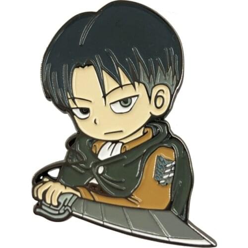 Anime Attack on Titan Scouting Legion Rivaille Levi Ackerman Cartoon Alloy Metal Enamel Bag Clothes Coat Lapel Badge Brooch Pin