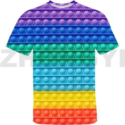 Hot POP It T Shirt 3D Summer Short Sleeve T-shirt Family Games Rainbow Pop Fidget Tee Tops Kids Oversized Tshirt Kids Streetwear