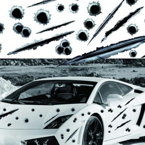 Hot New Creative Car Styling 3D Fake Bullet Hole Gun Shots Funny Car Stickers Decals