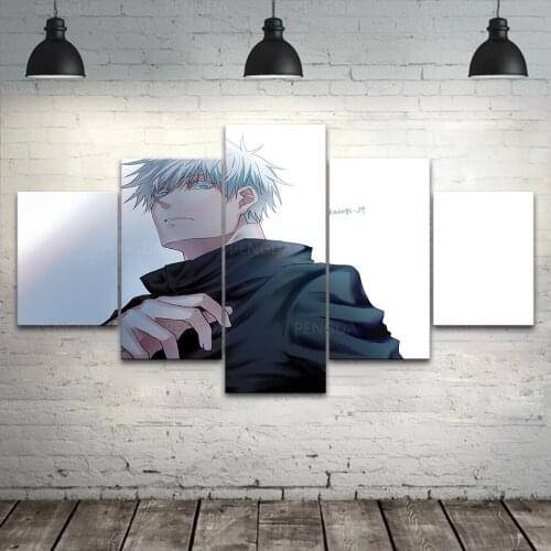 HD Prints Wall Art Gojo Satoru Canvas Painting Home Decor Modular 5 Panel Anime Pictures Jujutsu Kaisen Poster Bedroom Framework