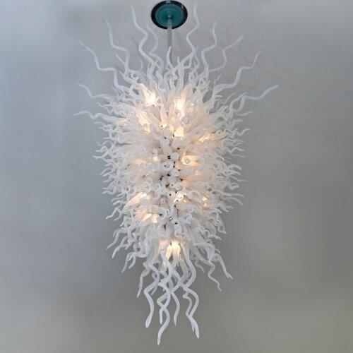 Top Sale White Color Lamps Handmade Blown Material Chandeliers LED Light Source Style Murano Glass Chandelier