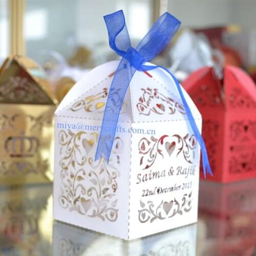 Laser Cut Party Supply Wedding Favors and Gifts Wedding Souvenirs Box with Free custom name