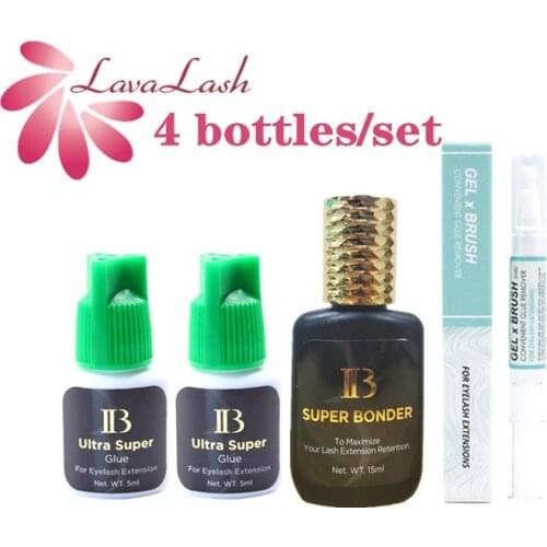 4 bottles/set IB UItra Super Glue Eyelash Extensions Glue SUPER BONDER Gel Remover Pen Brush Eyelash Glue Set Makeup Tools Shop