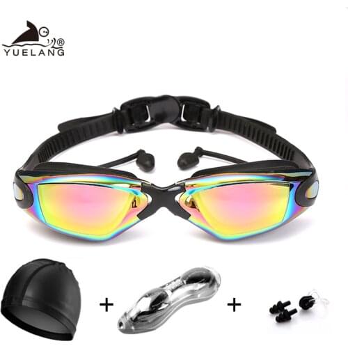 Swimming Goggles Set Professional Durable Silicone Earplugs Cap Diving Anti-fog Anti-UV Waterproof adult arena Swimming Glasses