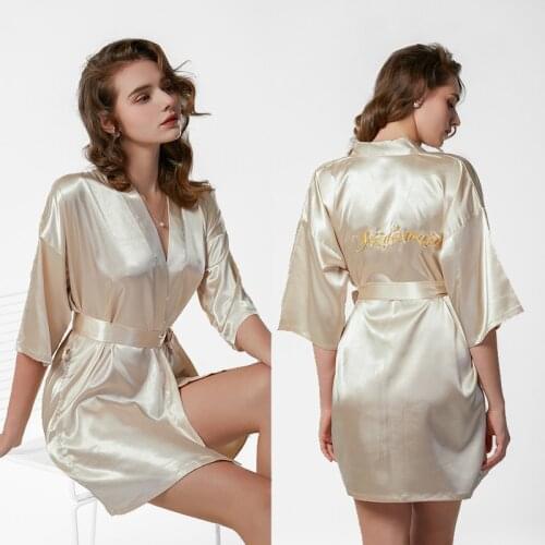 Bride Bridesmaid Wedding Satin Robe Sexy Women New Kimono Bathrobe Gown Half Sleeve Nightwear Intimate Lingerie Homewear
