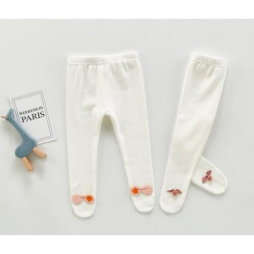 New Arrival Baby Girls White Color Cotton Leggings