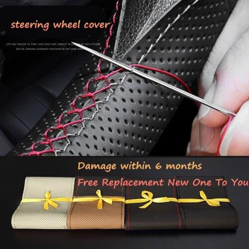 Car Steering Wheel Braid Cover Needles And Thread Artificial Leather Car Covers Suite 6 Color DIY Texture Soft Car Accessories