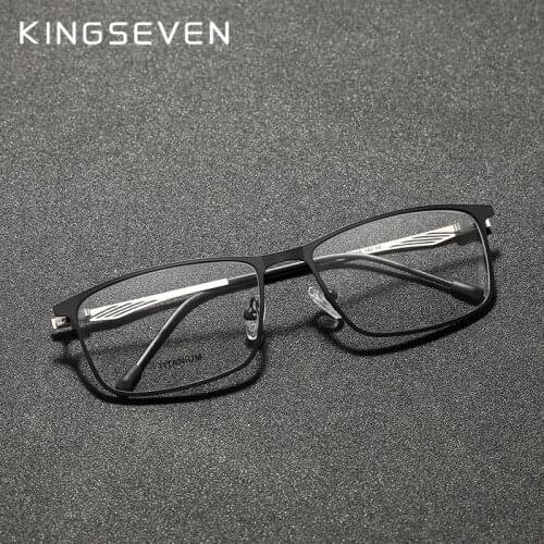 KINGSEVEN Titanium Alloy Optical Glasses Frame Men 2020 Square Metal Myopia Support custom prescription lenses 1.56 1.61