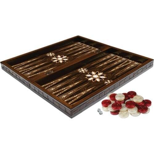 Orient Pearlescent Wooden Backgammon Set Big size + wooden black-cream stones
